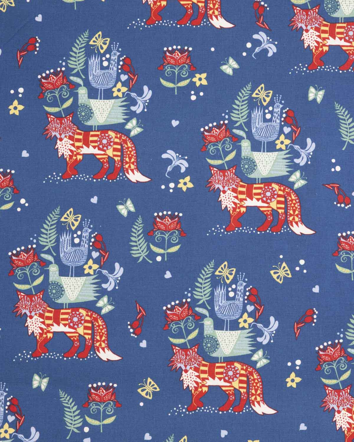 FOX dark blue - printed fabric / per meter