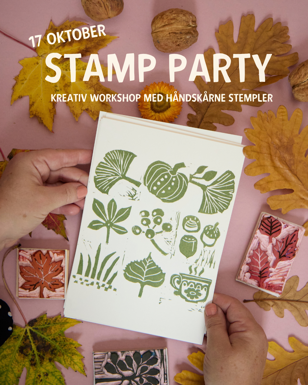 
                  
                    STAMP PARTY -  KREATIV WORKSHOP MED HÅNDSKÅRNE STEMPLER
                  
                