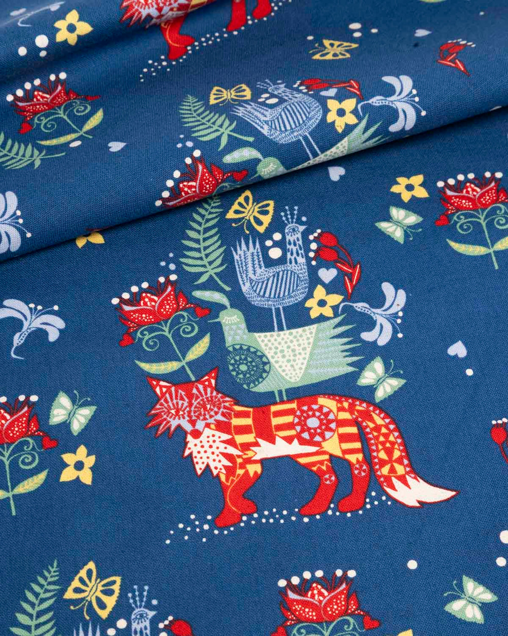 FOX dark blue - printed fabric / per meter
