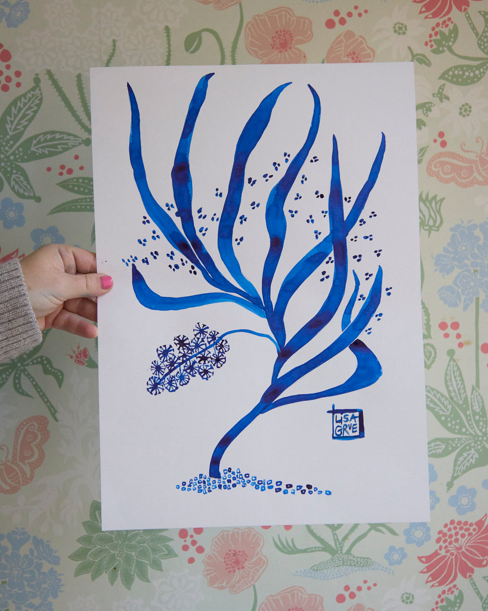 Originale tusch Illustrationer af Lisa Grue. - BLUE INK No. 1