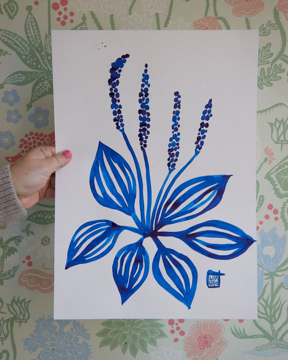 Originale tusch Illustrationer af Lisa Grue. - BLUE INK No. 2