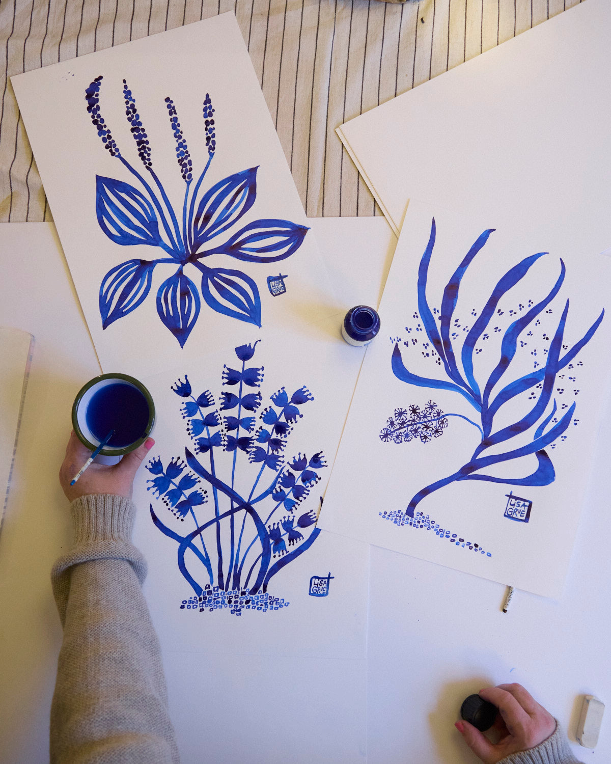 
                  
                    Originale tusch Illustrationer af Lisa Grue. - BLUE INK No. 3
                  
                