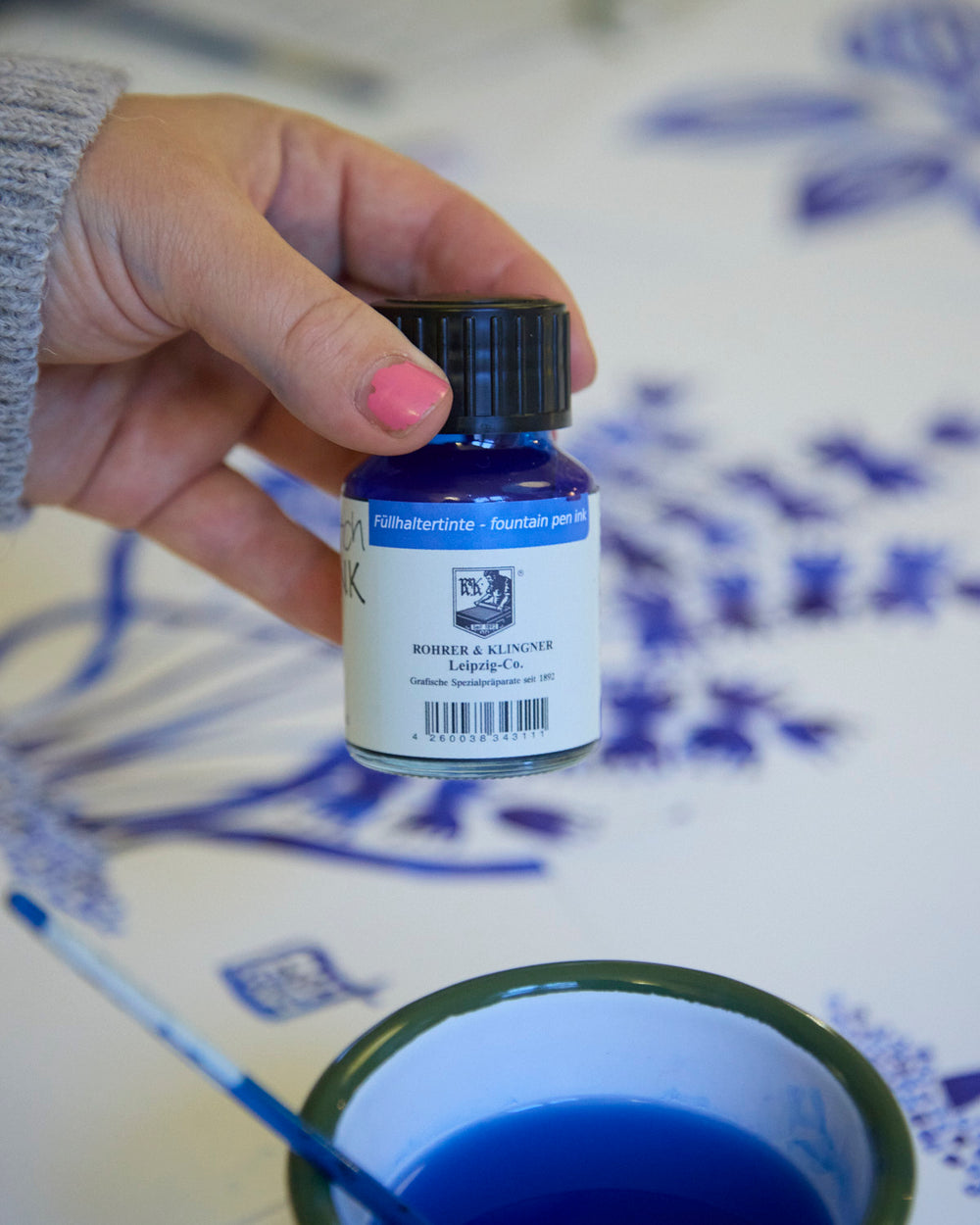 Originale tusch Illustrationer af Lisa Grue. - BLUE INK No. 2