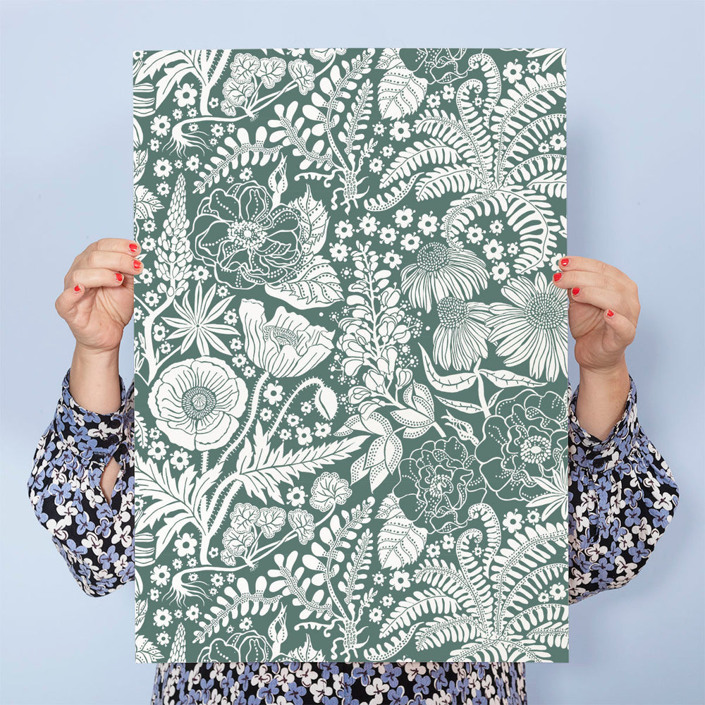 Gift wrap paper / Flower - Green 42x60cm