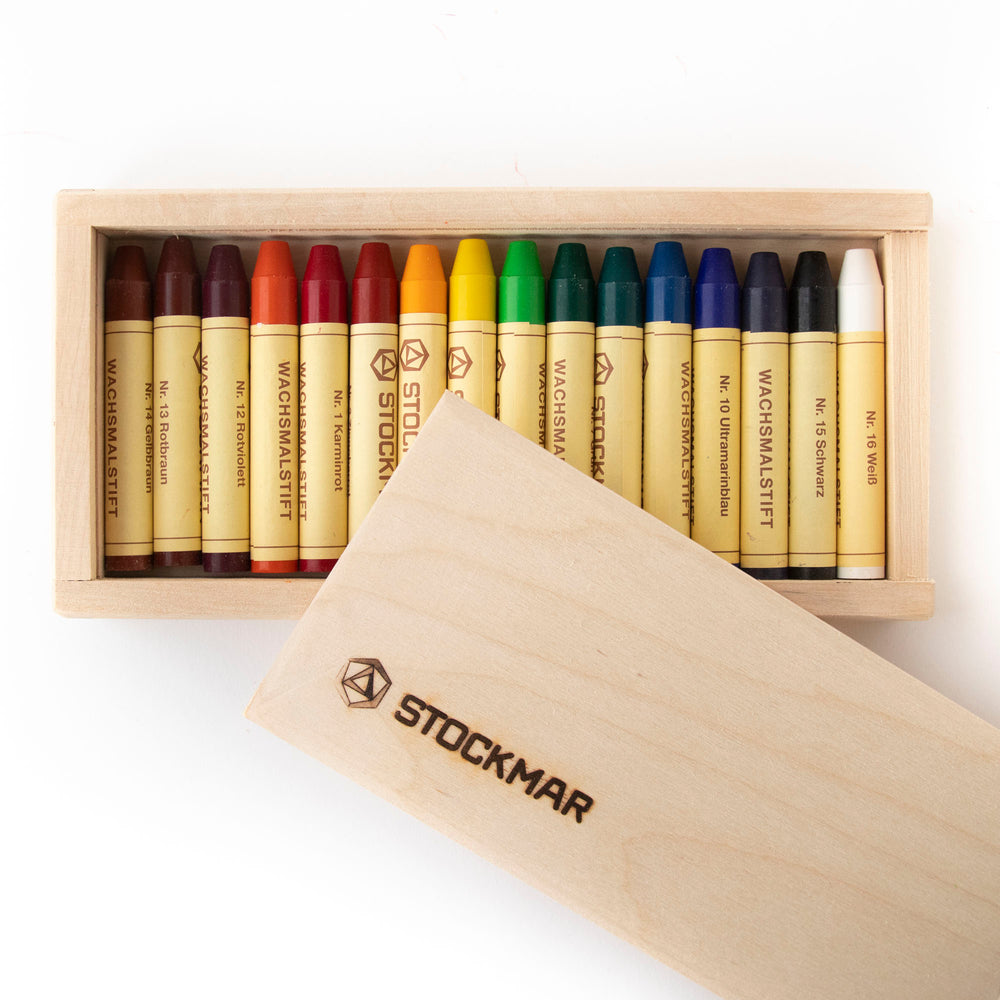 Stockmar Stick Crayons trææske med 16 stk